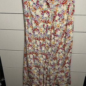Rails button down flowy floral midi skirt